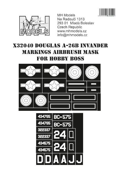 Douglas A26B Invader Markings Airbrush Masks (Hobby Boss)  X32040
