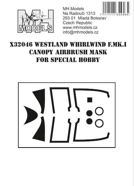 Westland Whirlwind  F. Mk1 Canopy Airbrush Masks (Special Hobby)  X32046
