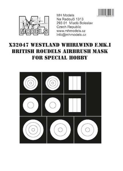 Westland Whirlwind  F. Mk1 British roundels and fin flash Airbrush Masks (Special Hobby)  X32047