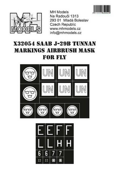 SAAB J29B Tunnan Swedish and UN Markings Airbrush Masks (Fly Models)  X32054