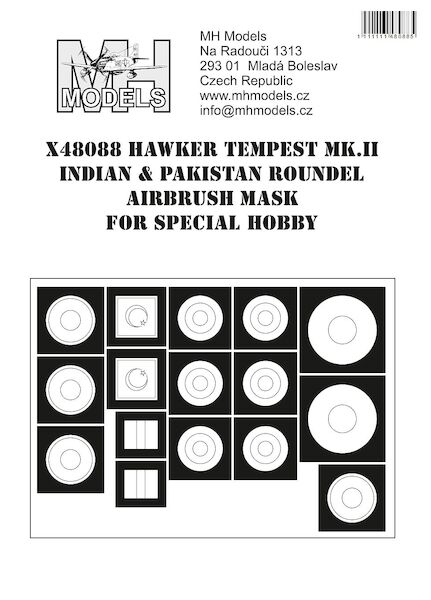 Hawker Tempest MKII Indian and Pakistan Roundel airbrush mask (Special Hobby)  X48088