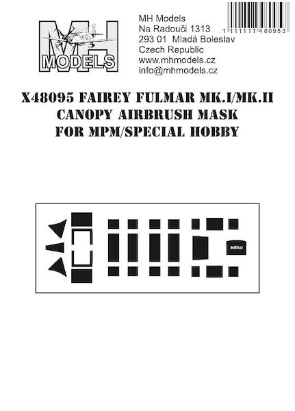 Fairey Fulmar MKI/II Canopy  Airbrush Masks (MPM/ Special hobby)  X48095