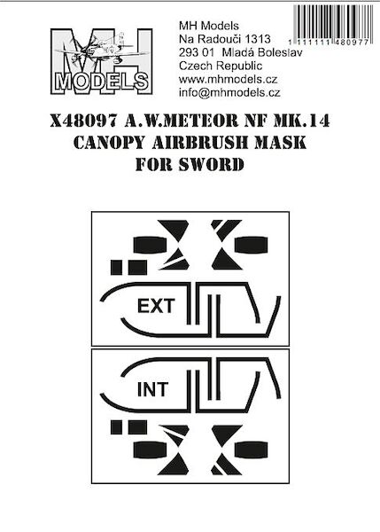 A.W.Meteor NF Mk14 Canopy  Airbrush Masks (Sword)  X48097