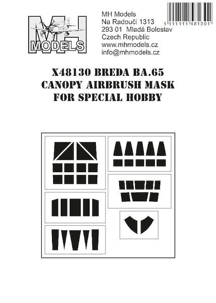 Breda Ba65 canopy and glasspart airbrush mask (Special Hobby)  X48130
