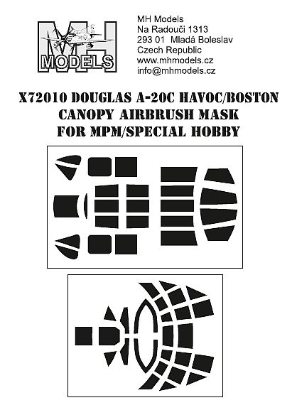 Douglas A20C Boston canopy Airbrush Masks (MPM/Special hobby)  X72010