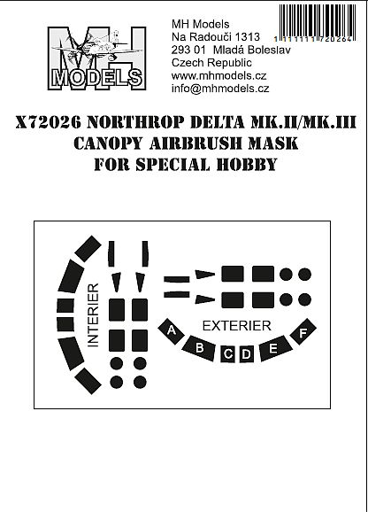 Northrop Delta MKII/III  Canopy Airbrush Masks (Special Hobby)  X72026