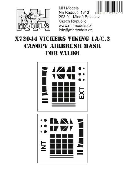 Vickers Viking 1a /C2 Canopy and window Masks  extern and intern (Valom)  X72044