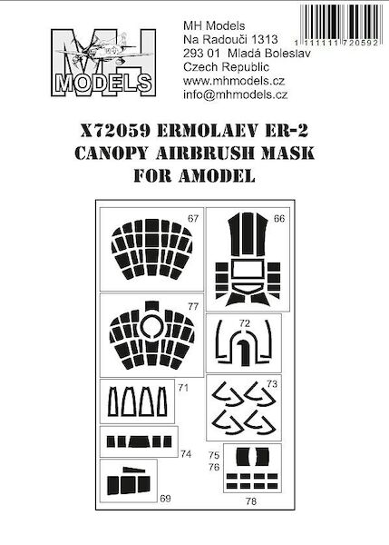 Ermolaev ER2 Canopy and Cabin windows Airbrush Masks  (A-Model)  X72059