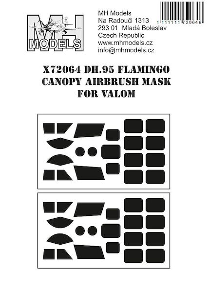 DH95 Flamingo  Canopy Airbrush Masks  (Valom)  X72064