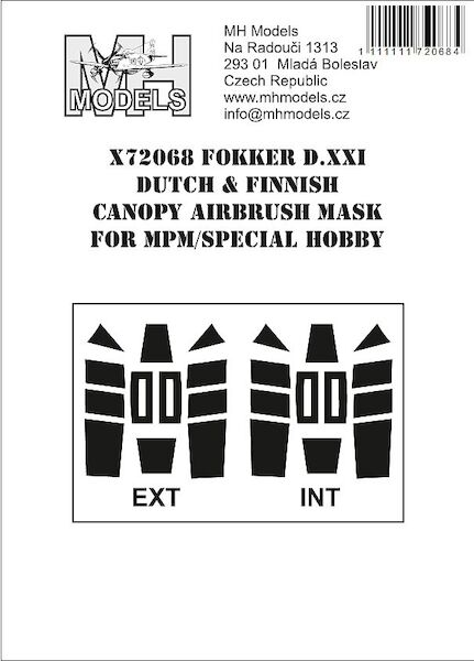 Fokker DXXI Dutch and Finnish Canopy Airbrush Masks  (Special Hobby)  X72068
