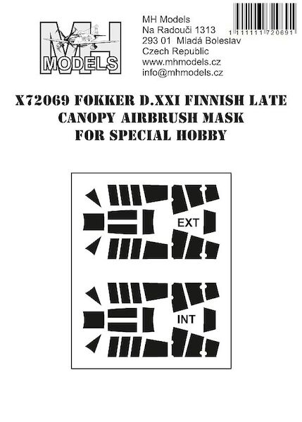 Fokker DXXI Finnish Late Canopy Airbrush Masks  (Special Hobby)  X72069