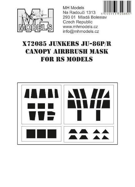 Junkers Ju86P/R Canopy and Glassparts Airbrush Masks (RS Models)  X72085