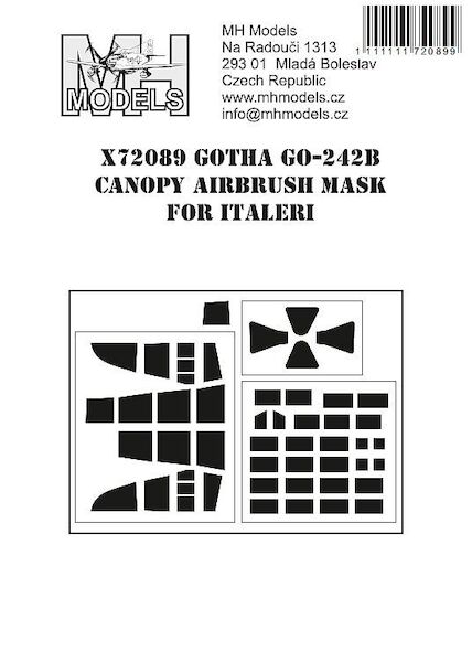 Gotha Go242B P Canopy and cabin window Airbrush Masks (Italeri)  X72089