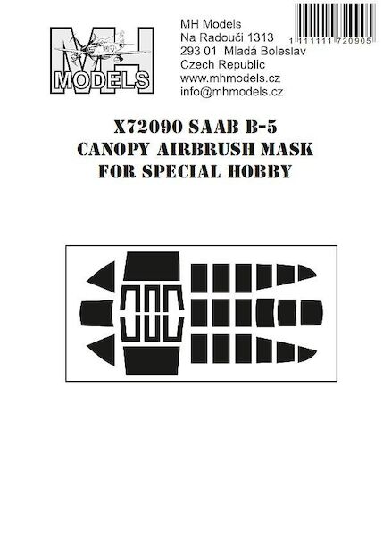 SAAB B5 (A17) Canopy Airbrush Masks (Special Hobby /MPM)  X72090