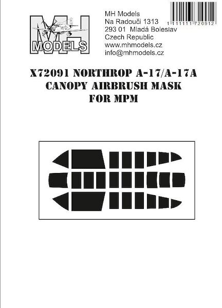 Northrop A17/A17A Canopy Airbrush Masks (Special Hobby /MPM)  X72091