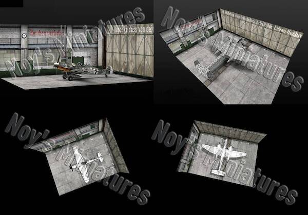 Airbase Tarmac Sheet: WWII Luftwaffe Hangar  set (Inside) for Bombers and fighters  3236