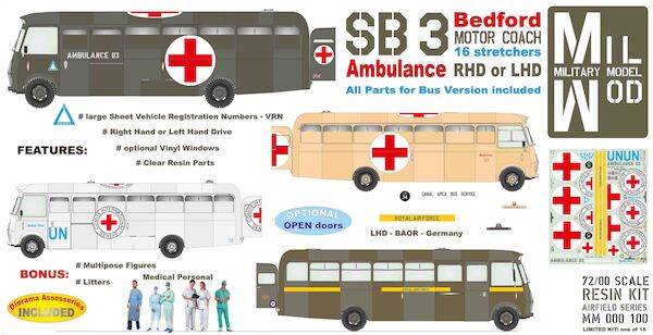 Bedford SB3, 16 stretcher Ambulance  coach 4x2 (RHD and LHD)  MM000-100