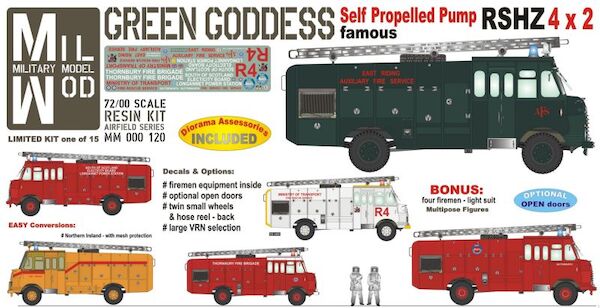 Bedford RSHZ Green Goddess Self Propelled Pump 4 x 2  (Auxiliary Fire Service) - Figures & fire equyipment  MM000-120