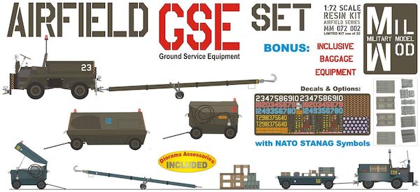 Airfield Set - with small Diesel Tug and including Baggage equipment (NEW STOCK)  Mm072-002