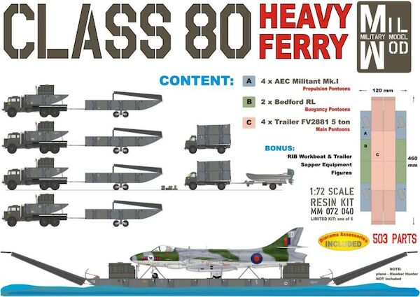 Class 80 FERRY incl. 2x Bedford RL, 4x Militant with Trailer and  RIB, Workboat & sapper tools  MM072-040
