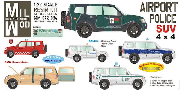 Mitsubishi Pajero 4 x 4 SUV Airport Police car -   with various roof Flashlights  MM072-054