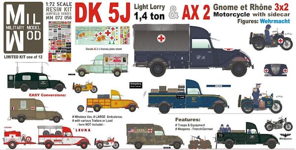 Peugeot Type D5J (402) light lorry & Gnome et Rhne AX 2 Motorcycle with sidecar - German Wehrmacht  MM072-056