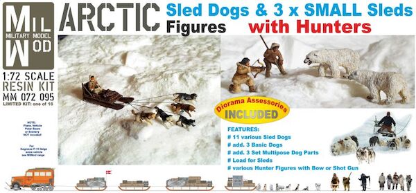 Dog Sleds - 3x small - with Hunters, large Dogs Collection & load  MM072-095