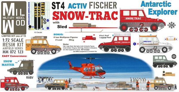 Aktiv Fischer Snow Trac ST4 Antarctic Explorer , HardTop, Sled, Load, 2 x Figures, Dog  MM072-123