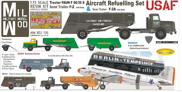 USAF-Faun F66-36 + Trailer F2 + F2A + 2 x Dolly (Aircraft Refulling Set 3)  MM072-135