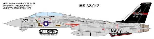 F14A Tomcat (BuNo160665/NL101, VF51 Screaming Eagles, USS Kitty Hawk  1979)  MILSPEC32-012