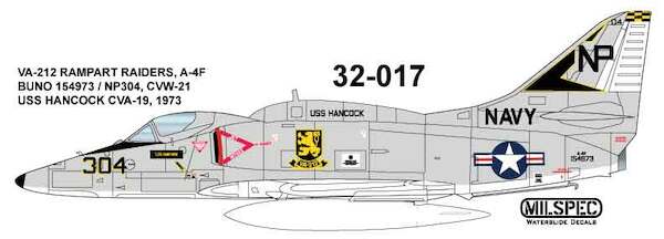 A4F Skyhawk (VA212 Rampart Raiders USS Hancock 1973)  MILSPEC32-017