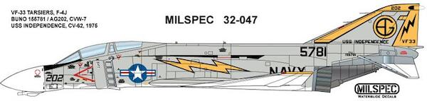 F4J Phantom (VF33 "Tarsiers"BuNo155781/AG202, USS Independence 1975)  MILSPEC32-047