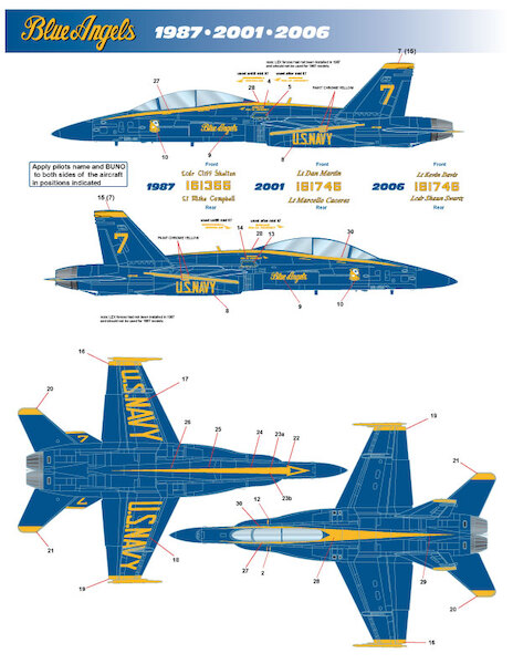F/A18A/B/C/D Hornet (Blue Angels 1987, 2001 and 2006 season)  MILSPEC32-053