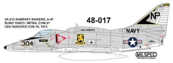 A4F Skyhawk (VA212 Rampart Raiders USS Hancock 1973)  MILSPEC48-017