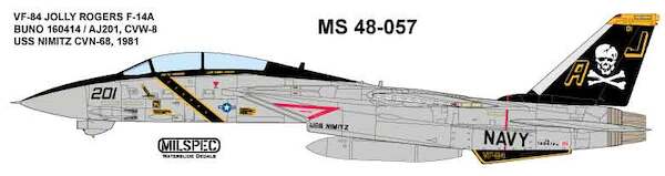 F14B Tomcat (VF84 Jolly Rogers BuNo 160414/AJ201, CVW8 USS Nimitz 1981)  MILSPEC48-057