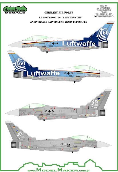 Eurofighter Typhoon 60 Years Luftwaffe TLG 74 mask + decal  MMD-M32080