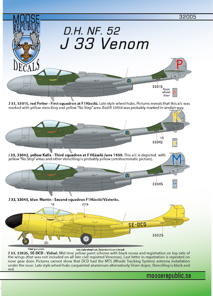 DH98 Venom NF MK52 (J33) in Swedish Military and Civil Service)  32005