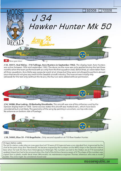 Hawker Hunter F MK50 (J34) in Swedish Air Force  32006