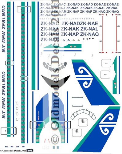 Boeing 737-200 (Air New Zealand blue/teal interim Scheme)  OMD-B737-10005