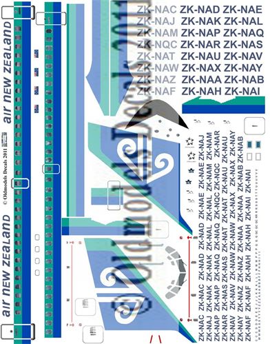 Boeing 737-200 (Air New Zealand blue/teal Scheme)  OMD-B737-10006