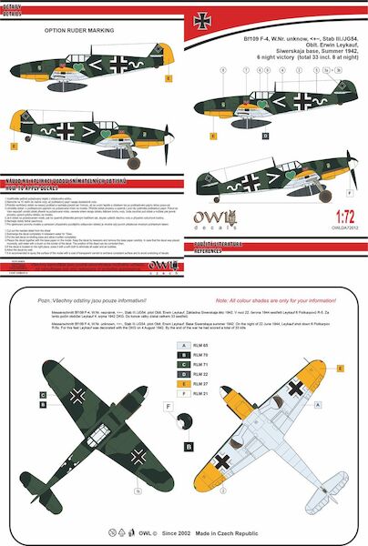 Messerschmitt BF109F-4 ( <+- Erwin Leykauf StabIII /JG54  OWLDA48012