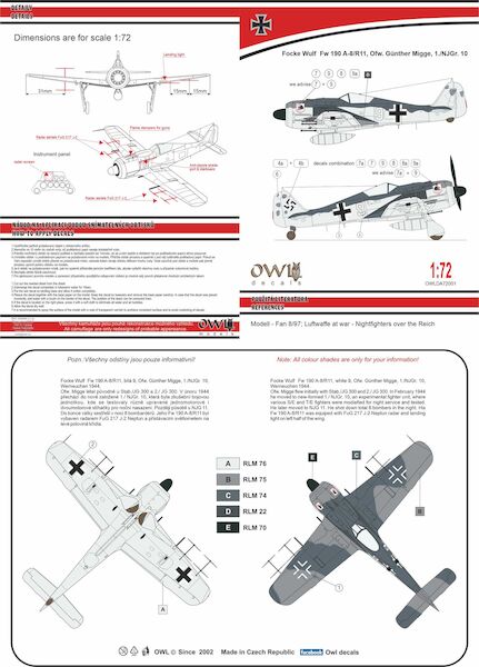 Focke Wulf Fw190A-8/R11 (Oblt Gunther Migge 1/NJGr.10)  OWLDA72001