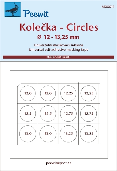 Universal self adhesive masking tape: Circles 12 - 13,25mm  M00011