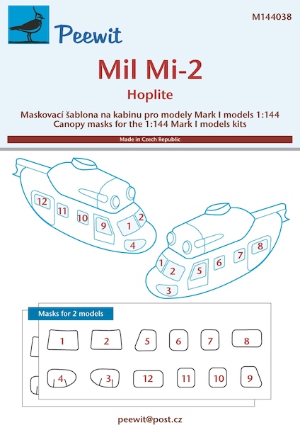 Mil Mi2 Hoplite Cabin window  Mask (MK1) for 2 models  M144038