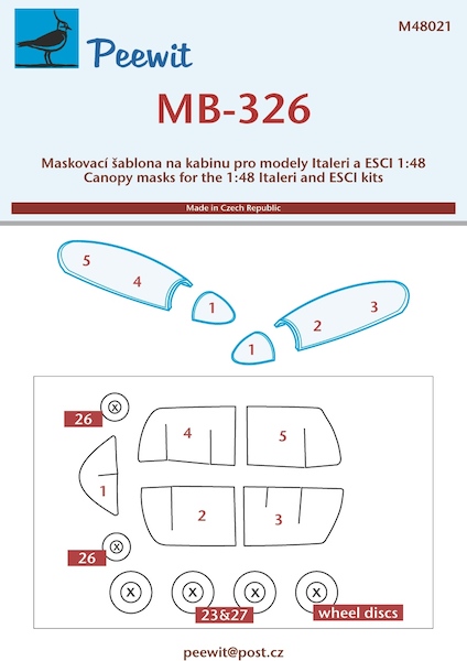 Aermacchi MB326 Canopy and Wheel mask  (Italeri, ESCI)  M48021