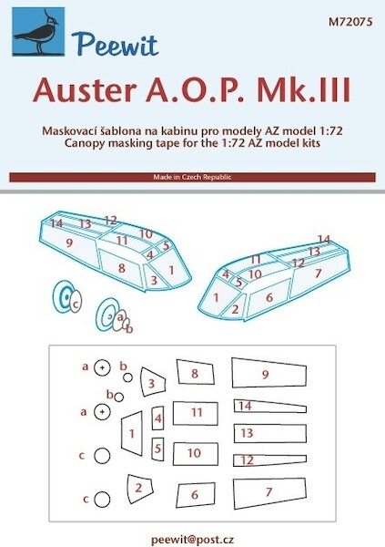 Auster AOP6 Cockpit and wheel Mask (AZ Models)  M72075