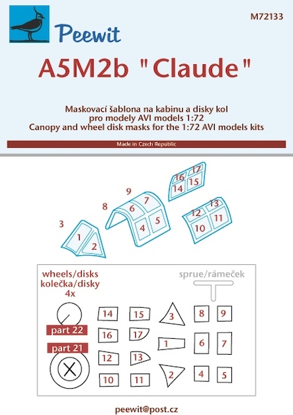 A5M2b 'Claude'canopy and wheel masking (AVI Models)  M72133
