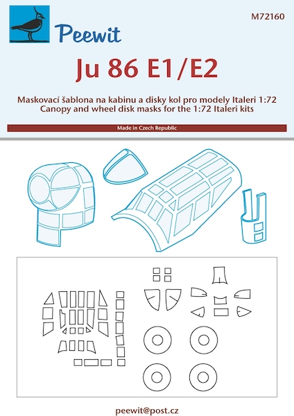Junkers JU86 Canopy, Turrets and wheel masking (Italeri)  M72160