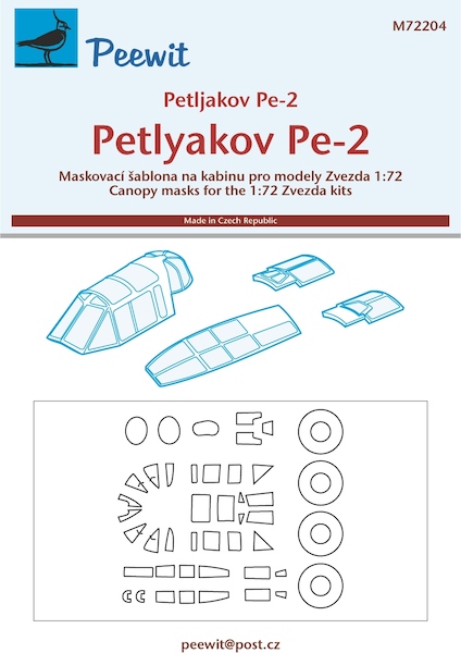 Petlyakov Pe2 Canopy , whindow and wheel masking (Zvezda)  M72204