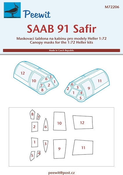 Saab 91 Safir Canopy masking (Heller)  M72206